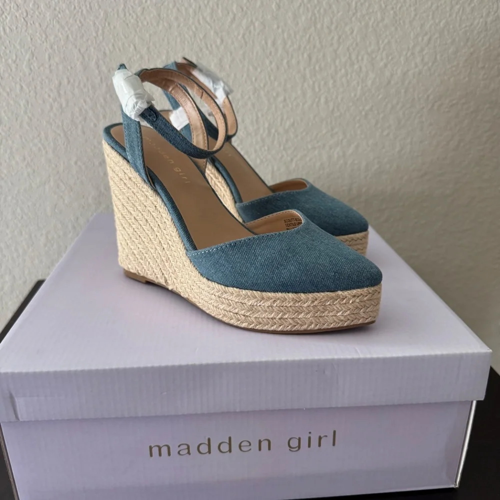Madden Girl Teal Espadrille Platform Wedges